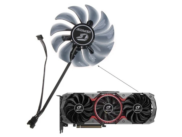 Alt view image 5 of 6 - 1/3PC Graphics Card Cooling Fan for Colorful RTX 2060 2070 2080 2080Ti 1660ti 1660 AD VGA Cooler Fan 4Pin 12V 89mm/75mm(89MM)