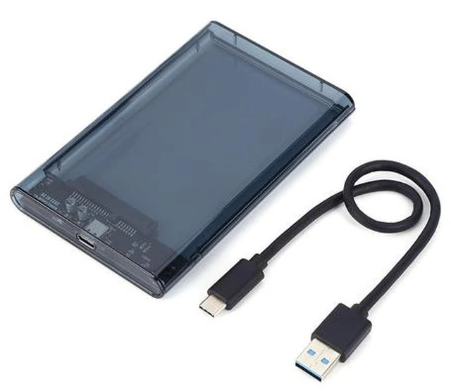 Alt view image 2 of 6 - 2.5inch SSD HDD Hard Disk Box SATA To USB3.1 8TB Mobile HDD Box USB3.0 To Type-C Transparent Plug and Play for Notebook Computer(Transparent Black)