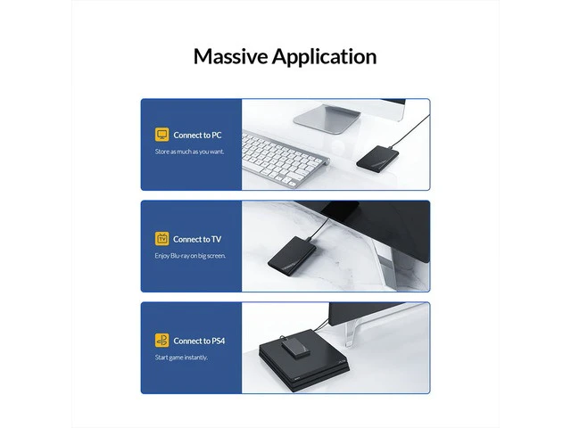 Alt view image 6 of 6 - 2.5 inch SATA to USB 3.1 Gen 1 Type C 5Gbps External HDD SSD Enclosure for 7mm 9.5mm 2.5 inch HDD SSD Smart Sleep(USB C to USB A)