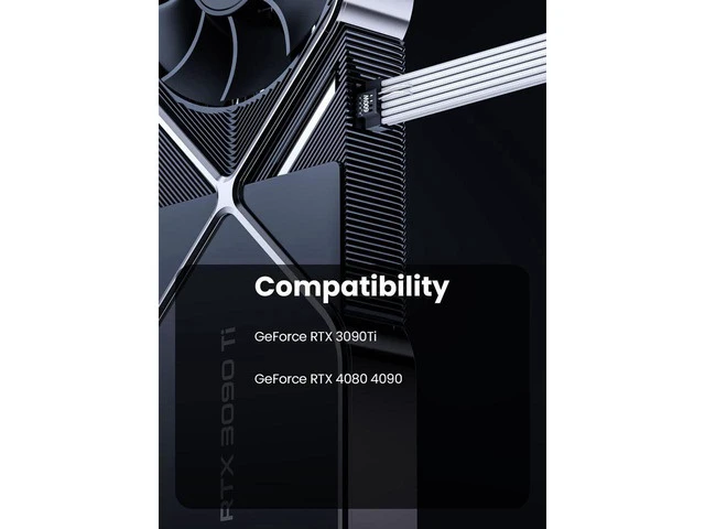 Alt view image 4 of 5 - CORN PCI-e 5.0 Extension Cable 30cm/1ft 16 Pin(12+4) Male to PCIE 3x8Pin(6+2) Female Sleeved Extension Cable with 4 Cable Combs 12VHPWR 16AWG Cable Compatible for GPU RTX 3090Ti 4070Ti 4080 4090 White