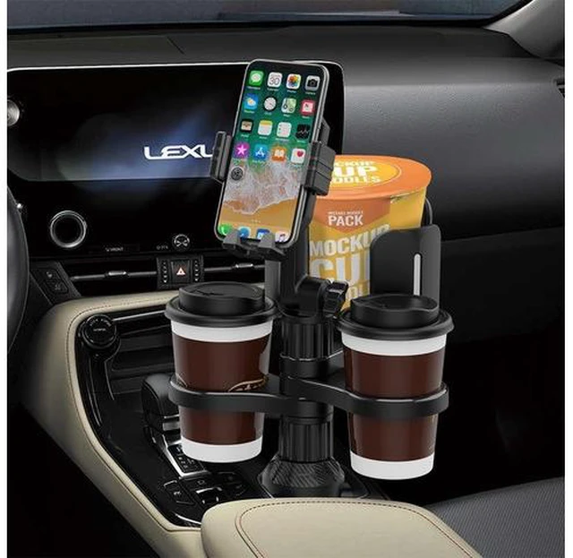 Alt view image 2 of 6 - 4 in 1 Car Cup Holder Expander with Cell Phone Holder Multifunction Car Drink Cup Bottle Holder 360 Rotating Car Cup Organizer(Green)