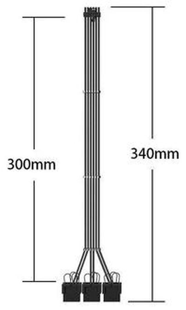 Alt view image 2 of 6 - SAMA PCI-E 5.0 GPU PSU Cable 12+4pin to 3×8PIN 12VHPWR Sleeved Extension Cable Plug Connector 340mm 16AWG for RTX 3090Ti 4070 4080 Black