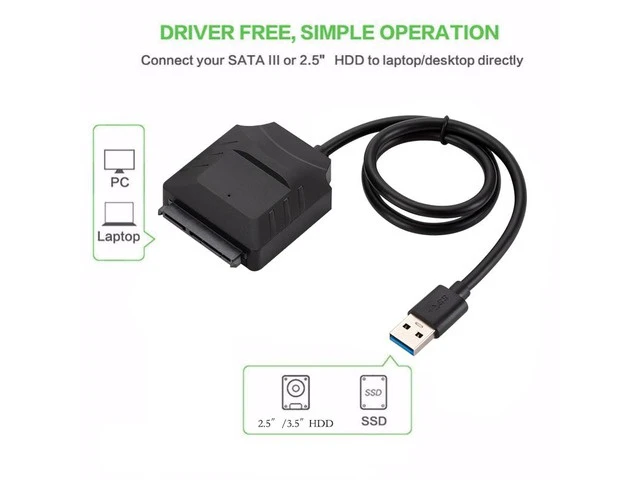 Alt view image 3 of 6 - 22 Pin SATA III to USB Cable USB 3.0 to SATA Adapter Cable Connector for 2.5 3.5 Inch External HDD SSD for PC Computer