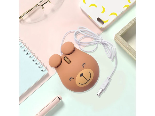 Alt view image 2 of 6 - 1000 Dpi Wired Optical Gaming Mouse Cute Bear Animal Mouse Usb For Pc Laptop Game Console Brown Plastic