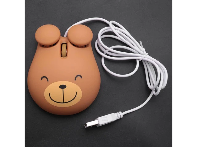 Alt view image 6 of 6 - 1000 Dpi Wired Optical Gaming Mouse Cute Bear Animal Mouse Usb For Pc Laptop Game Console Brown Plastic