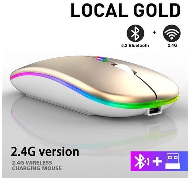 Main image of Rechargeable Bluetooth Wireless Mouse with 2.4GHz USB RGB 1600DPI Mouse for Computer Laptop Tablet PC Macbook Gaming Mouse Gamer(Dual Mode Wireless)