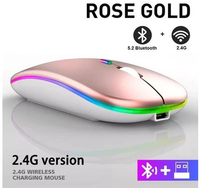 Main image of Rechargeable Bluetooth Wireless Mouse with 2.4GHz USB RGB 1600DPI Mouse for Computer Laptop Tablet PC Macbook Gaming Mouse Gamer(Dual Mode Wireless)