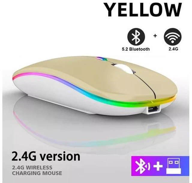 Main image of Rechargeable Bluetooth Wireless Mouse with 2.4GHz USB RGB 1600DPI Mouse for Computer Laptop Tablet PC Macbook Gaming Mouse Gamer(Dual Mode Wireless)