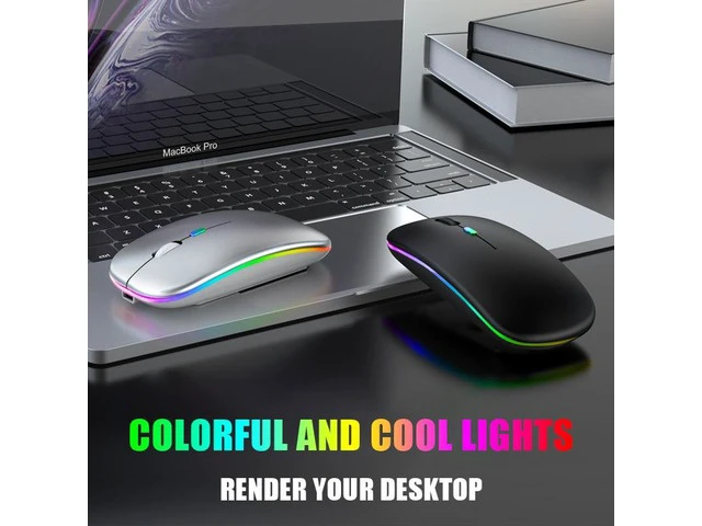 Alt view image 2 of 6 - Bluetoooth 5.0 Wireless Mouse With USB Rechargeable RGB Light For Laptop Computer PC Macbook Gaming Mouse 2.4GHz 1600DPI(White)