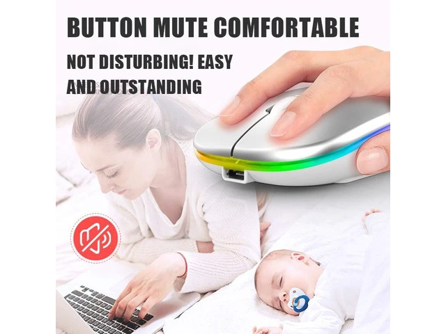 Alt view image 3 of 6 - Bluetoooth 5.0 Wireless Mouse With USB Rechargeable RGB Light For Laptop Computer PC Macbook Gaming Mouse 2.4GHz 1600DPI(White)