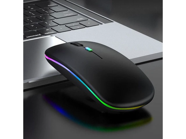 Alt view image 4 of 6 - Bluetoooth 5.0 Wireless Mouse With USB Rechargeable RGB Light For Laptop Computer PC Macbook Gaming Mouse 2.4GHz 1600DPI(White)