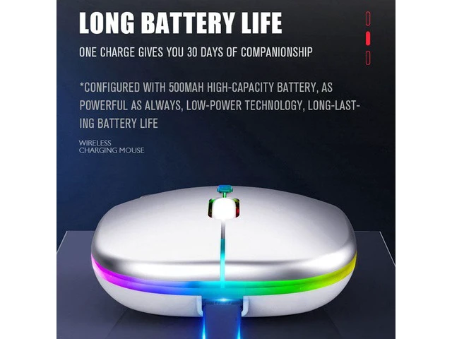 Alt view image 6 of 6 - Bluetoooth 5.0 Wireless Mouse With USB Rechargeable RGB Light For Laptop Computer PC Macbook Gaming Mouse 2.4GHz 1600DPI(White)