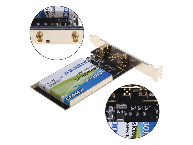 Alt view image 2 of 6 - 300Mbps Wifi AR9223 Wireless 802.11a/b/g/n Half Mini PCI-E Wireless Card for Desktop PC Laptop Dropship