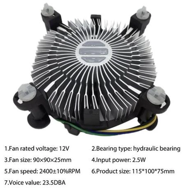 Alt view image 2 of 6 - 1PCS CPU Cooling Fan Radiator Heatsink CPU Cooler Hydraulic Bearing 2400 RPM for Intel LGA 775 1150 1155 1156 1151