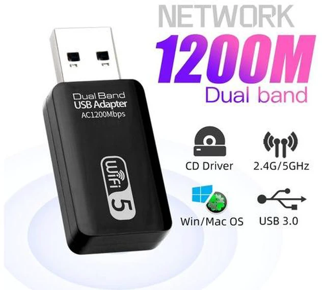 Main image of 1200Mbps USB WiFi Adapter Dual Band Wireless Network Lan Card WiFi Receiver 802.11ac Wi-fi External For Desktop(1200M USB 3.0)