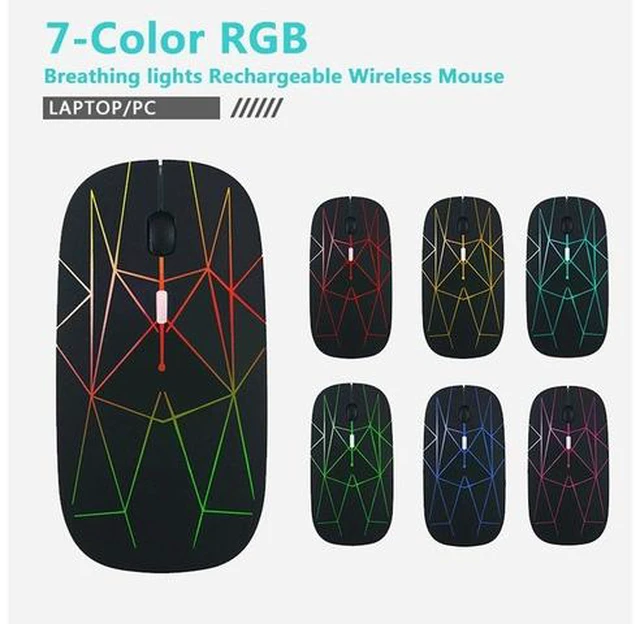 Alt view image 6 of 6 - 2.4G Wireless Mouse LED Rechargeable Slim Silent Mouse with USB and Type C 2 in 1 Receiver for Computers Laptops Black