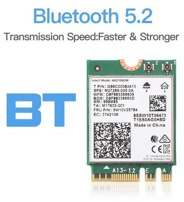 Alt view image 4 of 6 - 5374Mbps Wifi 6e AX210 Wifi Network Card Killer 1675X Bluetooth 5.2 Wireless Wlan Adapter AX210NGW M.2 Wi-fi 6 For Win 10(Antenna)
