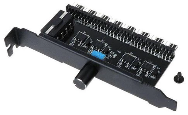 Main image of PC 8 Channels Fan Hub Cooling Fan Speed Controller for CPU Case HDD VGA PWM Fan PCI Bracket Power By 12V SATA/4Pin Fan Control