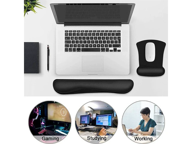Alt view image 2 of 6 - Keyboard Wrist Rest and Mouse Pad, Ergonomic Mouse Pad Wrist Support, Non Slip Keyboard Wrist Support for Office