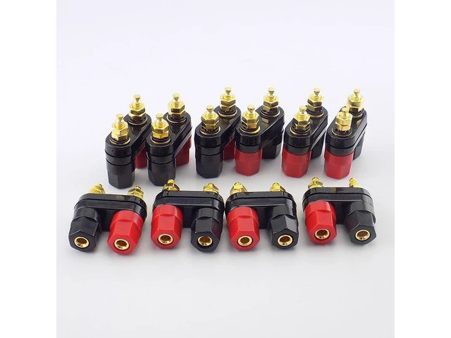 Alt view image 2 of 5 - 4mm Couple Terminals Plug Jack Socket Dual Banana Plugs Binding Post Red Black Connector Amplifier Speaker DIY Adapter L19(1 pcs)