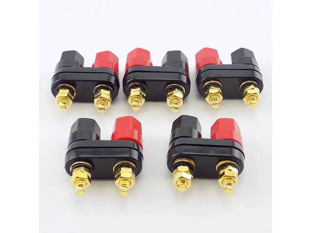 Alt view image 5 of 5 - 4mm Couple Terminals Plug Jack Socket Dual Banana Plugs Binding Post Red Black Connector Amplifier Speaker DIY Adapter L19(1 pcs)