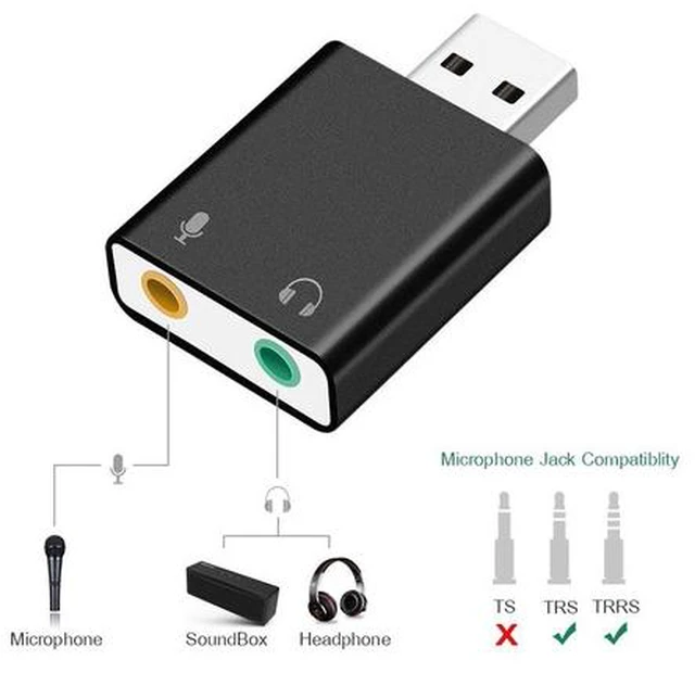 Alt view image 2 of 5 - USB External Sound Card Jack 3.5mm USB Audio Adapter USB To Audio Headset Microphone For Macbook Computer Laptop PS4 Sound Card(With Cable)