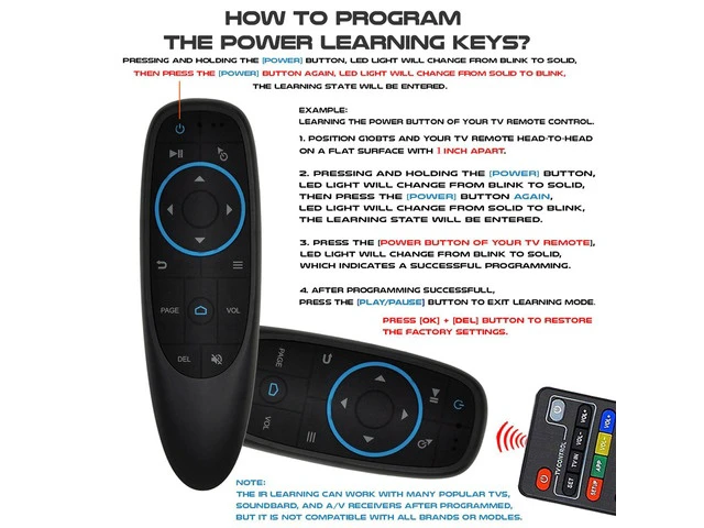 Alt view image 6 of 6 - G10BTS Air Mouse Bluetooth 5.0 IR Learning Gyroscope Wireless Remote Control for Android TV Box X96