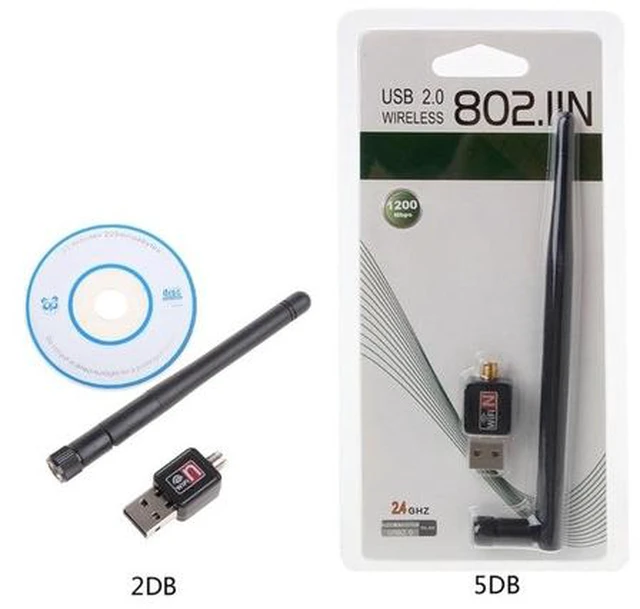 Alt view image 2 of 6 - Mini USB Wifi Adapter 150Mbps 2dB 5dB Antenna Lan Card PC Wi-fi Receiver Dropship(5DB)(Black)