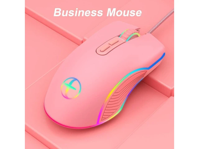 Alt view image 2 of 6 - 3200 DPI USB Gaming Mouse Computer Wried Optical Mice for PC Gamer RGB 4 Backlight Breathing LED, Pink USB Model