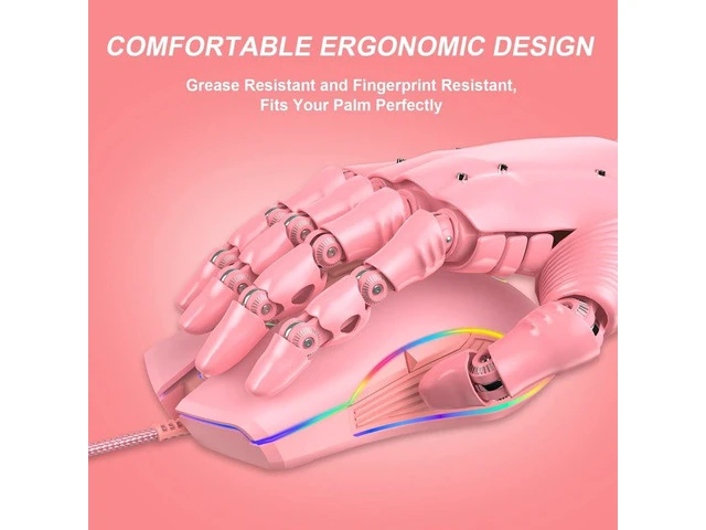 Alt view image 6 of 6 - 3200 DPI USB Gaming Mouse Computer Wried Optical Mice for PC Gamer RGB 4 Backlight Breathing LED, Pink USB Model