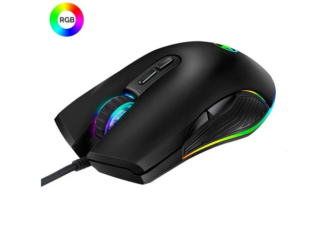 Alt view image 2 of 6 - 3200 DPI USB Gaming Mouse Computer Wried Optical Mice for PC Gamer RGB 4 Backlight Breathing LED, Black USB Model