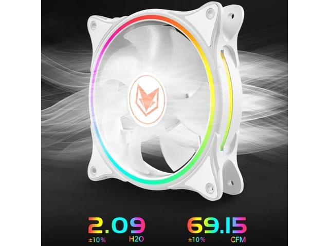 Alt view image 6 of 6 - 120mm ARGB Computer Case Fan 5V 3PIN PWM LED Cooling Fans Desktop PC Case Computer Chassis Heatsink Fan Accessories (White)