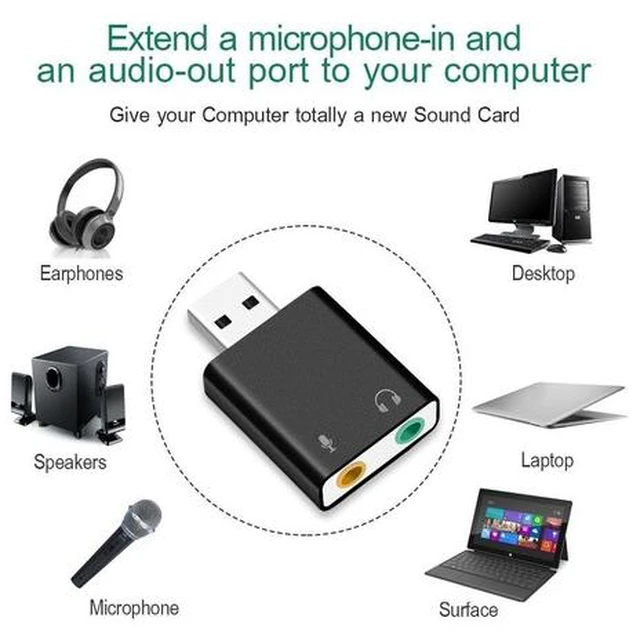 Alt view image 3 of 5 - USB External Sound Card Jack 3.5mm USB Audio Adapter USB To Audio Headset Microphone For Macbook Computer Laptop PS4 Sound Card(With Cable)