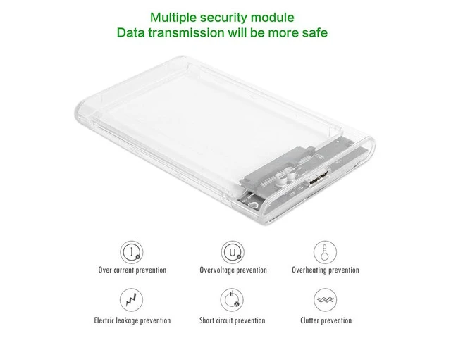 Alt view image 3 of 6 - Transparent Plastic 2.5 inch HDD SSD Case Enclosure SATA III to USB 3.0 Hard Drive Disk Box Enclosure