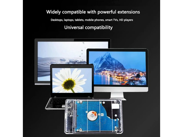 Alt view image 5 of 6 - Transparent Plastic 2.5 inch HDD SSD Case Enclosure SATA III to USB 3.0 Hard Drive Disk Box Enclosure