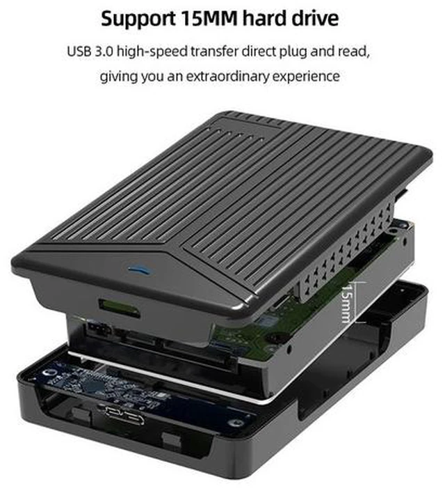 Alt view image 3 of 6 - 2.5 Inch SATA HDD Enclosure 5Gbps Hard Drive Enclosure USB3.0 3.1 Interface Up To 6TB with Data Cable for Windows/Mac OS/Linux(USB3.0)