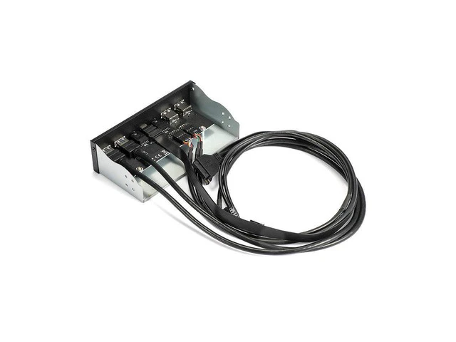 Alt view image 2 of 4 - 5.25 Inch Front Panel 7 Ports USB Hub w/ HD Audio & Microphone, USB 3.2 Gen 2(10Gbps) Type-C,2 x USB 3.0 & 2 x USB 2.0 ,3.5mm Audio & Mic ,USB Motherboard Header to PC Case Expansion Adapter