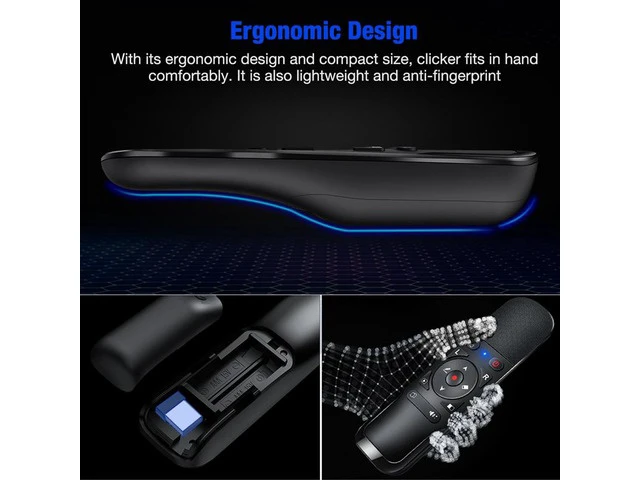 Alt view image 3 of 6 - 2.4G Wireless Presenter Pointer USB Presentation Remote Control with Air Mouse for Powerpoint Mac/Laptop/Computer