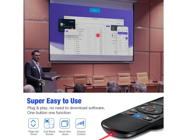 Alt view image 5 of 6 - 2.4G Wireless Presenter Pointer USB Presentation Remote Control with Air Mouse for Powerpoint Mac/Laptop/Computer