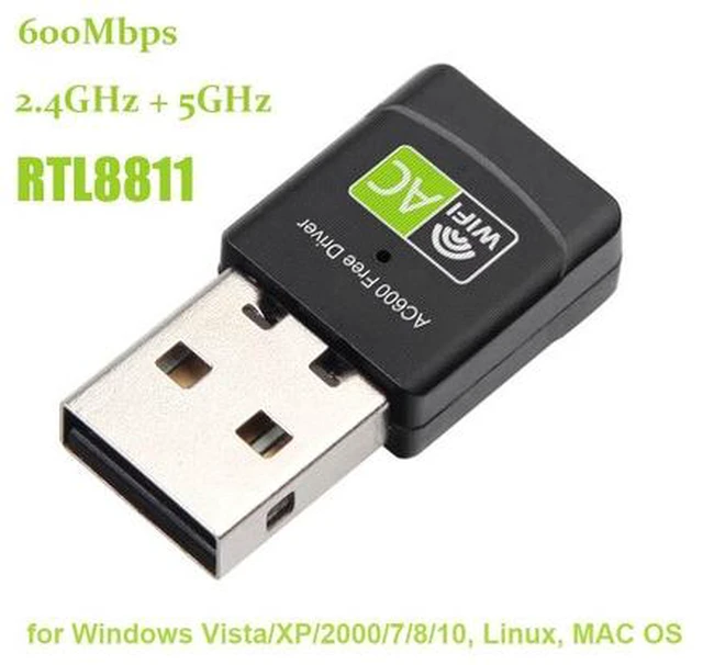 Alt view image 4 of 5 - Free Driver USB Wifi Adapter 600Mbps Wifi Adapter 5Ghz Antenna USB2.0 Ethernet PC Wi-Fi Adapter Lan Wifi Dongle AC Wifi Receiver