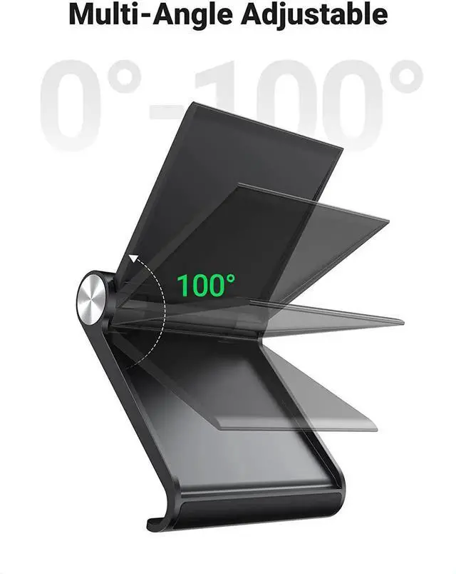 Alt view image 2 of 7 - Cell Phone Stand Holder for Desk Adjustable Compatible with iPhone 13 12 Pro Max 11 SE XS XR 8 Plus 6 7 Samsung Galaxy Note20 S20 S10 S9 S8 Android Smartphone Mobile Phone Dock Foldable, Black