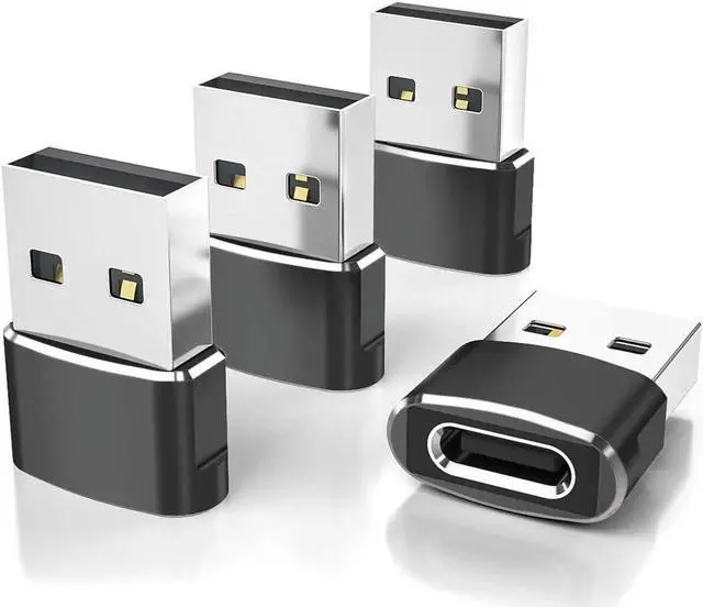 Main image of USB to USB C Adapter 4 Pack,Type C Female to A Male Charger Converter for A-pple Watch Ultra i-Watch 8 7,iPhone 15 14 13 12 Pro Max Plus,Air-pods,iPad 9 10 Air 5 Mini 6,Car, Sam-sung Galaxy S23 S24