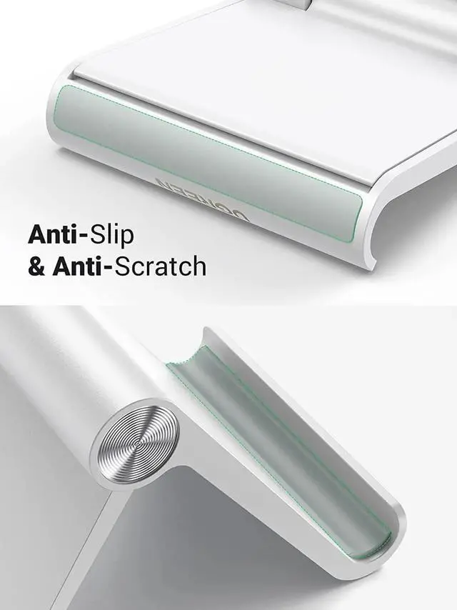 Alt view image 3 of 7 - Cell Phone Stand Holder for Desk Adjustable Compatible for iPhone 13 12 Pro Max 11 SE XS XR 8 Plus 6 7 Samsung Galaxy Note20 S20 S10 S9 S8 Android Smartphone Mobile Phone Dock Foldable White