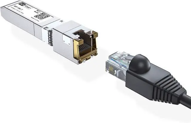 Alt view image 2 of 7 - H!Fiber 10Gb SFP+ to RJ45 Module, 10Gbase-T Ethernet SFP+ Copper Transceiver for Juniper Networks EX-SFP-10GE-T, MikroTik, Ubiquiti, Unifi, Netgear, QNAP, D-Link and More, Cat6a/Cat7,30m (98ft)