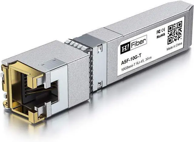 Main image of H!Fiber 10Gb SFP+ to RJ45 Module, 10Gbase-T Ethernet SFP+ Copper Transceiver for Juniper Networks EX-SFP-10GE-T, MikroTik, Ubiquiti, Unifi, Netgear, QNAP, D-Link and More, Cat6a/Cat7,30m (98ft)