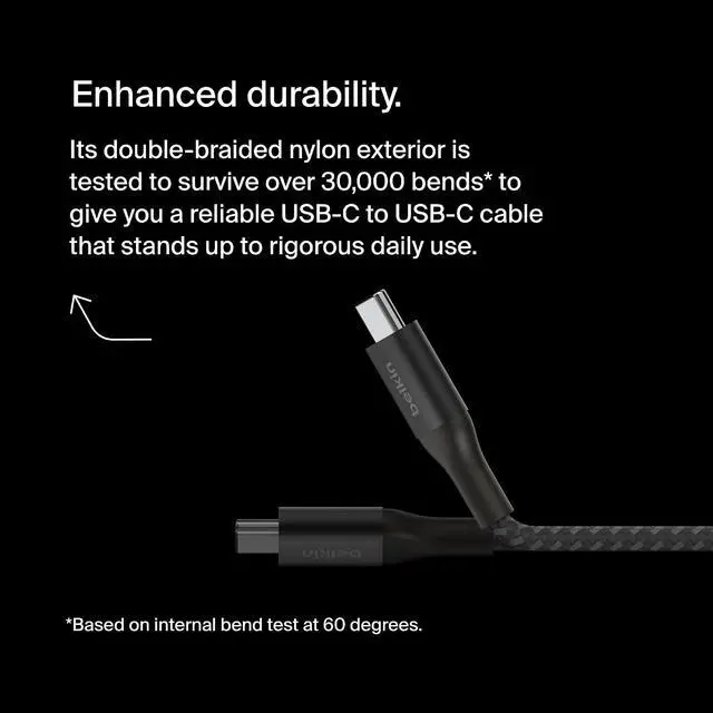 Alt view image 6 of 7 - BoostCharge USB C to USB C Cable - Fast-Charging Power Cable with Braided Nylon Cord, Anodized Aluminum Head - 240W Power Delivery - Universal Compatibility - 3.3 or 6.6ft Length