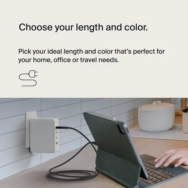 Alt view image 5 of 7 - BoostCharge USB C to USB C Cable - Fast-Charging Power Cable with Braided Nylon Cord, Anodized Aluminum Head - 240W Power Delivery - Universal Compatibility - 3.3 or 6.6ft Length