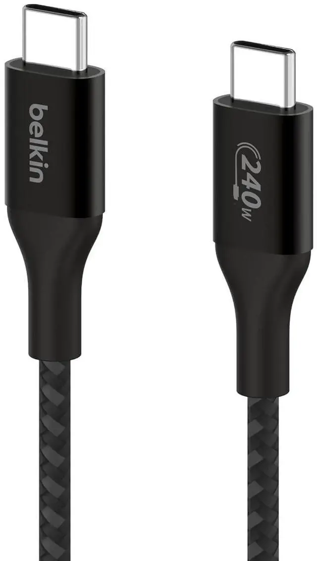 Main image of BoostCharge USB C to USB C Cable - Fast-Charging Power Cable with Braided Nylon Cord, Anodized Aluminum Head - 240W Power Delivery - Universal Compatibility - 3.3 or 6.6ft Length