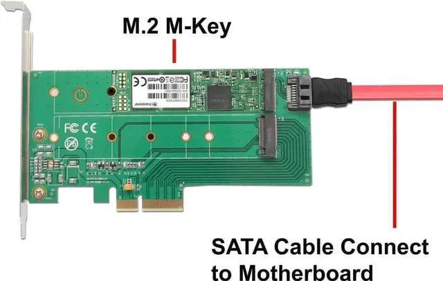 Alt view image 2 of 7 - M.2 M-Key SSD PCI-Express 2.0 x4 Adapter or M.2 B-Key SSD to SATA Interface Adapter Card