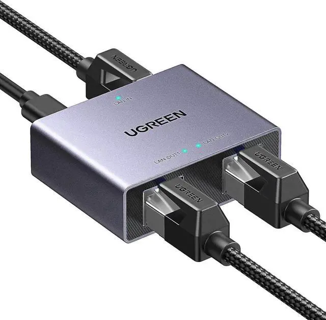 Main image of UGREEN 1000Mbps Ethernet Splitter 1 to 2, Plug and Play, 2 Devices Simultaneously Networking, 3FT USB Power Cable, RJ45 Internet Ethernet Switch for PC, Laptop, PS5, Xbox, TV